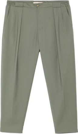 BRIGLIA 1949 Cropped Trousers, male, Green, Size: XS Sage Green Button-Up Pants