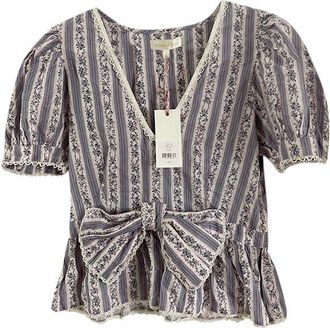 LoveShackFancy Blue floral Rikki blouse Size M