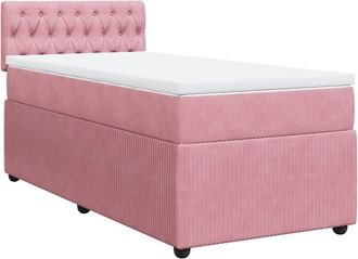 vidaXL Cama Box Spring Con Colch&oacute;n Terciopelo Rosa 90x190 Cm Vidaxl