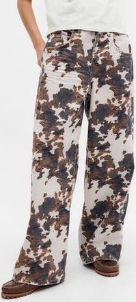 BDG Jaya Cow Print Wide Leg Jeans in Brown Cow at Nordstrom Rack, Size 24 X 32