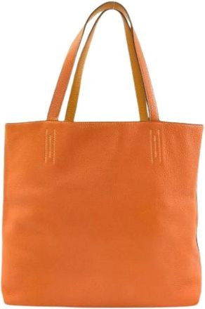 Herm&egrave;s Pre-owned Tote bag - Dames - Vintage Shopper - Oranje - ONE Size - Leer - Vintage