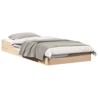 Berkfield Home Modern Floor Bed Frame Brown 100 x 200 cm Solid pine wood in Beige