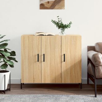 Berkfield Home Sideboard Sonoma Oak 90x34x80 cm Engineered Wood in Brown | Size: 90 x 34 x 80 cm