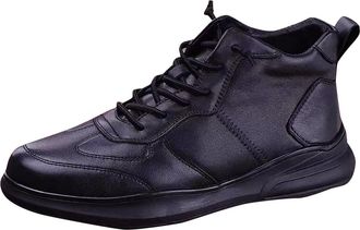 Generic Mens Leather Winter Shoes, Winter Fur Lining Warm Shoe Lightweight Fashion Casual Shoes Thermal Anti-Slip Outdoor Footwear Outdoor Snow Shoe Waterproo