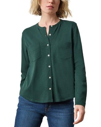 Lilla P Mandarin Collar Button Down Shirt
