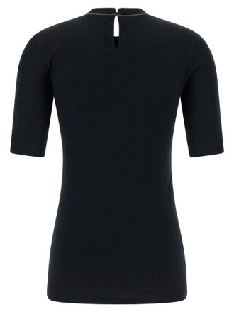 Brunello Cucinelli Monile-Detailed Ribbed Cotton T-shirt - Black