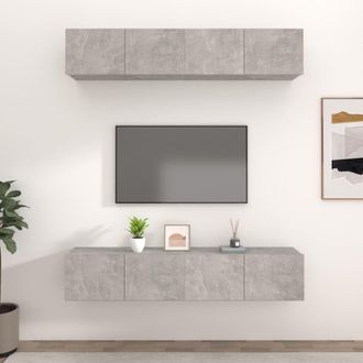 Berkfield Home TV Cabinets 4 pcs Concrete Grey 80x30x30 cm Engineered Wood | Size: 80 x 30 x 30 cm