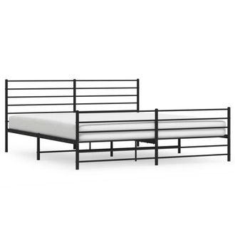 Berkfield Home Metal Bed Frame with Headboard & Footboard Black 200x200 cm