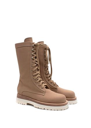 Magda Butrym Soft Denim Tan Combat Boots Size 39