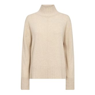 Mos Mosh Aima Cashmere Highneck Knit - Dames - Cashmere truien - Beige - L - Kasjmier - Truien & Vesten