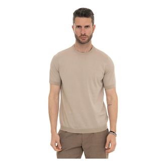 Hindustrie T-Shirts, male, Beige, Size: 3XL Vico-Cot/Silk Round-necked pullover