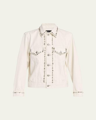 R13 Shrunken Studdded Denim Jacket