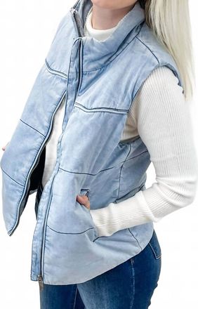 Hem & Thread Denim Drift Vest In Blue