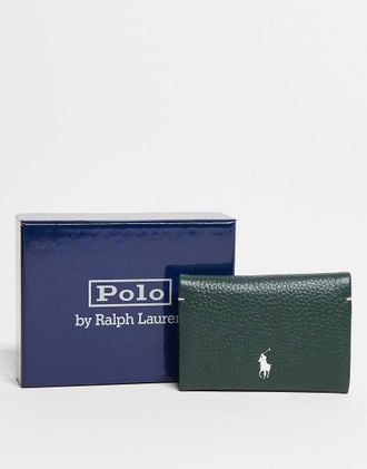 Polo Ralph Lauren Polo Play - Borsellino verde in pelle con bottone a pressione