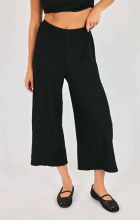 Sadie & Sage Howdy Textured Wide-Leg Pants In Black