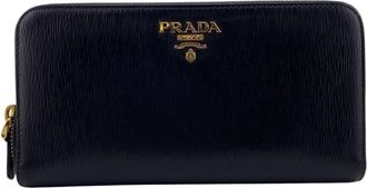 Prada Black Leather Long Wallet (Bi-Fold) (Pre-Owned)