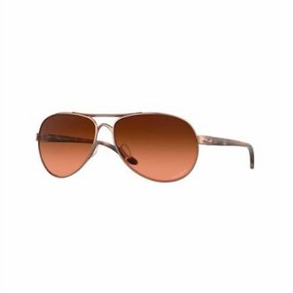 Oakley Womens Feedback Sunglasses In Rose Gold Prizm Brown Gradient