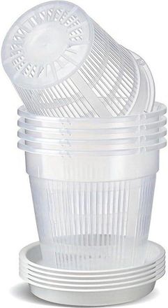 OEM Macetas Para Orqu&iacute;deas - Macetas Para Flores - Crecimiento Saludable De Las Ra&iacute;ces - Drenaje Superior - 16 Cm - Transparente
