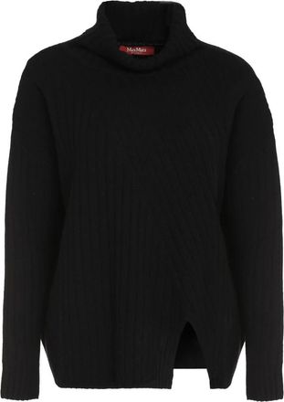 Max Mara Geribbelde gebreide wol kasjmier trui - Dames - Coltruien - Zwart - S - Wol - Truien & Vesten
