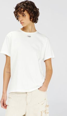 Diesel Cotton T-shirt with metallic Oval D - T-Shirts - Woman - White