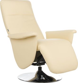Beliani Beliani - Sill&oacute;n Reclinable Ergon&oacute;mico Ajustable De Piel Sint&eacute;tica Con Base Met&aacute;lica Beige Claro Prime