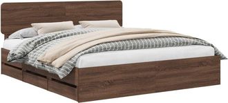 vidaXL Estructura De Cama Roble Marr&oacute;n 200 X 200 Cm Madera Ingenieril Vidaxl