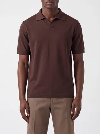 Herno Short-Sleeved Polo Shirt in Cotton with Classic Collar and V-Neck