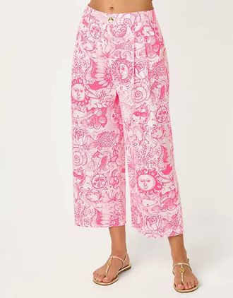 Lilly Pulitzer Womens Mandalay Crop Pant In Cherry Blossom Pink Fleur De Lilly