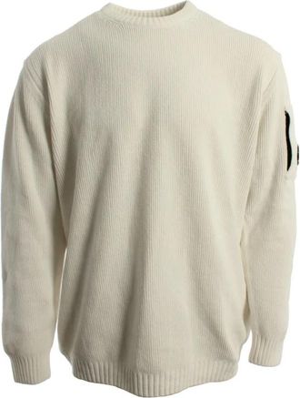 C.P. Company Cotton Chenille Crewneck Sweater - Heren - Ronde hals truien - Wit - XL - Katoen - Truien & Vesten