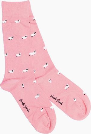 Swole Panda Mens Sheep Bamboo Socks, Pink - Size: UK 12-15 us 13-15.5 / eu 47-50