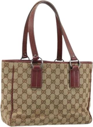 Gucci Pre-owned Handbags, female, Beige, Size: ONE SIZE Pre-owned Canvas gucci-bags