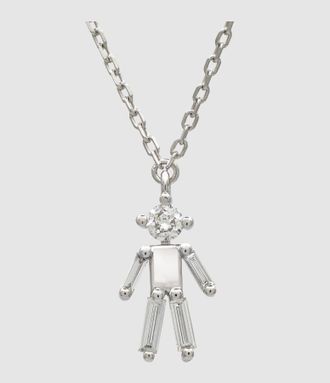 Little Ones Paris Collier Pendentif Gar&ccedil;on Argent Iconic White 45cm