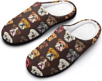 Generic Bulldog Womens Slippers Warm House Slippers Indoor House Shoes with Anti-Skid Rubber Sole