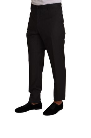 Dolce & Gabbana Mens Gray Wool Formal Tuxedo Trouser Dress Pants Virgin Elastane