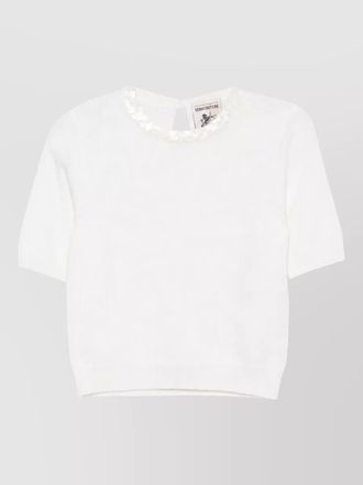 Semicouture wool cashmere sequin-embellished short-sleeve sweater