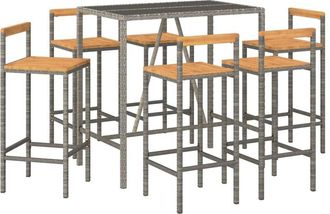 vidaXL vidaXL 7 Piece Garden Bar Set Grey Poly Rattan& Solid Wood Acacia