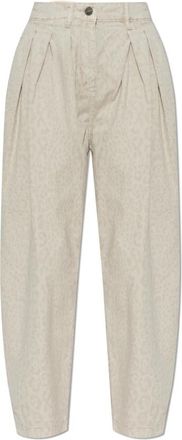 AllSaints Becca Barrel Leg Broek - Dames - Wijde Broeken - Beige - M - Katoen - Broeken