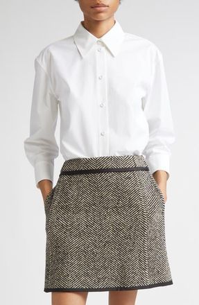 Jil Sander Classic Crop Cotton Button-Up Shirt in Optic White at Nordstrom, Size 10 Us