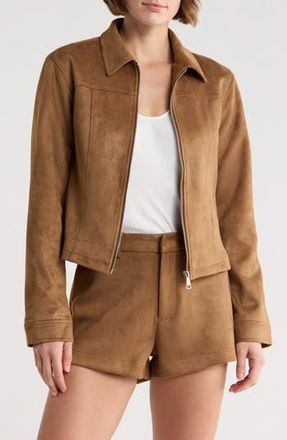 Vigoss Fitted Faux Suede Jacket in Light Brown at Nordstrom Rack, Size X-Large