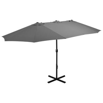 Berkfield Home Outdoor Parasol with Aluminium Pole 460x270 cm Anthracite in Black