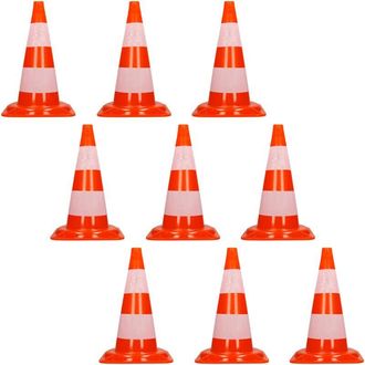 ECD Germany Ecd Germany 9x Cono De Tr&aacute;fico Obra Pieza De Se&ntilde;alizaci&oacute;n Emergencia Color Naranja Y Blanco 47 Cm De Altura En Pvc Fuerte Y Robusto Pil&oacute;n De Seguridad