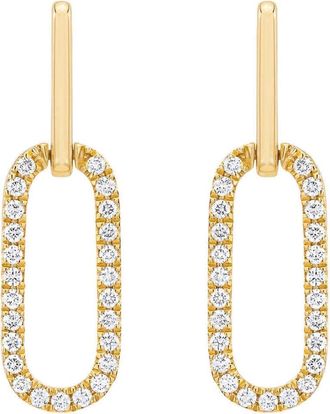 Pompeii3 1/2Ct Diamond Paper Clip Drop Earrings Yellow Gold Womens 1 Tall