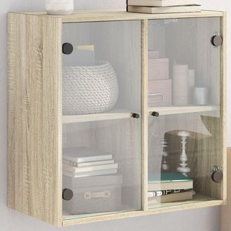 vidaXL Mueble De Pared Puertas De Vidrio Roble Sonoma 68x37x68,5 Cm Vidaxl