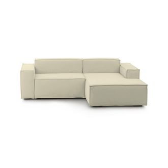 Dmora Sof&aacute; Fijo Dgatta, Gran Sof&aacute; Modular De 2 Plazas Con Pen&iacute;nsula A La Derecha, 100% Made In Italy, Sof&aacute; Moderno En Tela, Cm 240x170h70, Beige - Dmora