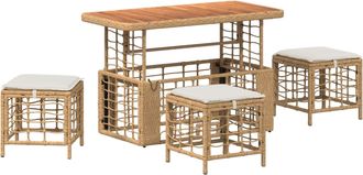 vidaXL Conjunto De Comedor De Jard&iacute;n 4 Uds. Natural Y Vidaxl
