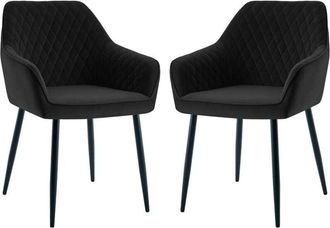 Ainpecca Dining Chairs 2pcs Velvet Kitchen Chairs Upholstered Seat with Backrest and Armrest Office chair, Black
