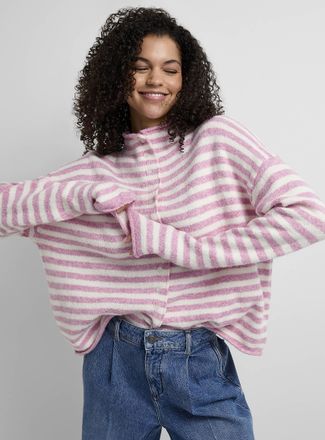 Contemporaine Womens Funnel neck buttoned sweater