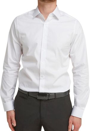 Double TWO Mens Long Sleeve Shirt Tailored Stretch Fit Formal Button Shirt - White 15.5 Neck