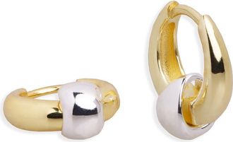 Argento Vivo Two Tone Interlock Huggie Hoop Earrings at Nordstrom