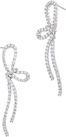 Savvy Cie Jewels RHODIUM PLATED OVER BRASS BOW DROP WITH WHITE CZ EARRINGS
